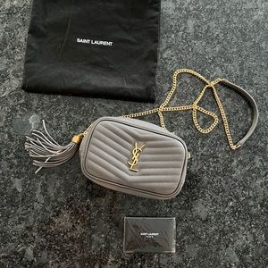NWT YSL Lou Mini Camera crossbody bag in Fog Grey